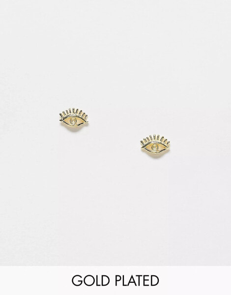 Kingsley Ryan Gold Plated eye stud earrings in gold