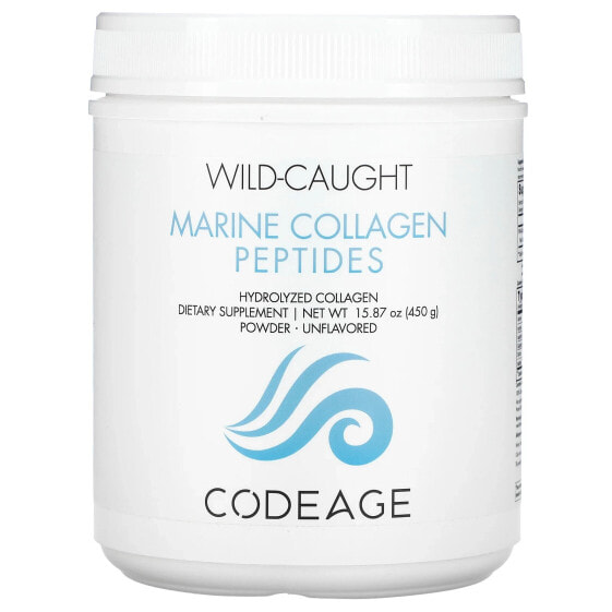 Порошок морского коллагена CodeAge Wild-Caught, гидролизованный, без вкуса, 450 г