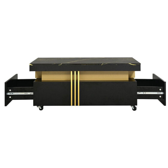 Modern Marble Top Coffee Table With Caster Wheels