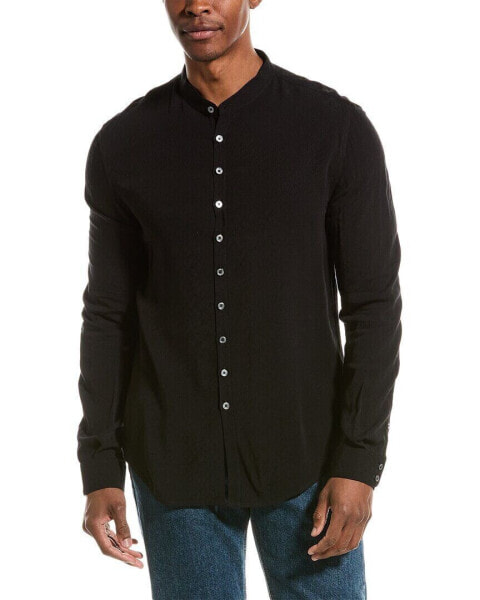 John Varvatos Multi Button Band Collar Shirt Men's Black L