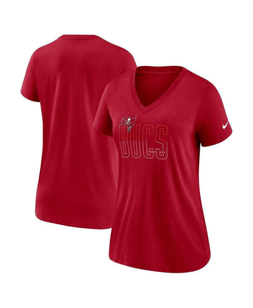 Women's Heathered Red Tampa Bay Buccaneers Lock Up Tri-Blend V-Neck T-shirt