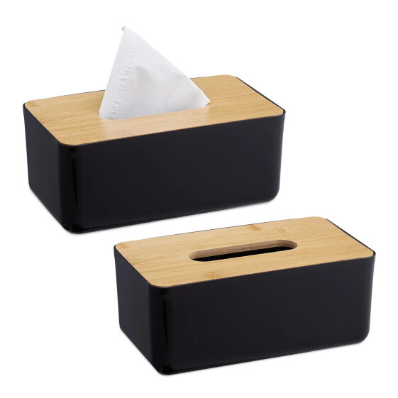 2 x Taschentuchbox Bambusdeckel