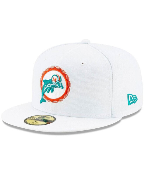 Men's White Miami Dolphins Historic Omaha 59FIFTY Fitted Hat