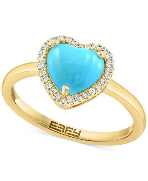 Кольцо EFFY eFFY® Turquoise & Diamond Heart Halo