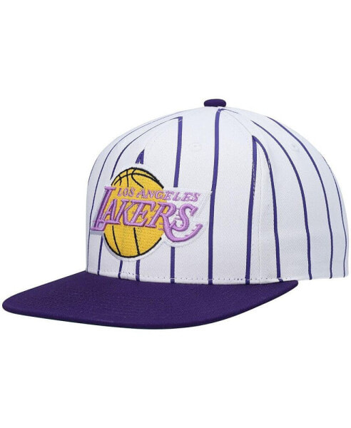 Men's White Los Angeles Lakers Hardwood Classics Pinstripe Snapback Hat