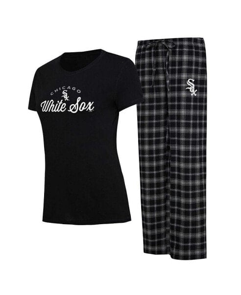 Пижама Concepts Sport женская Черно-серая Chicago White Sox Арктическая сорочка и фланелевые брюки Sleep Set