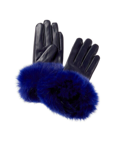 La Fiorentina Leather Gloves Women's Blue