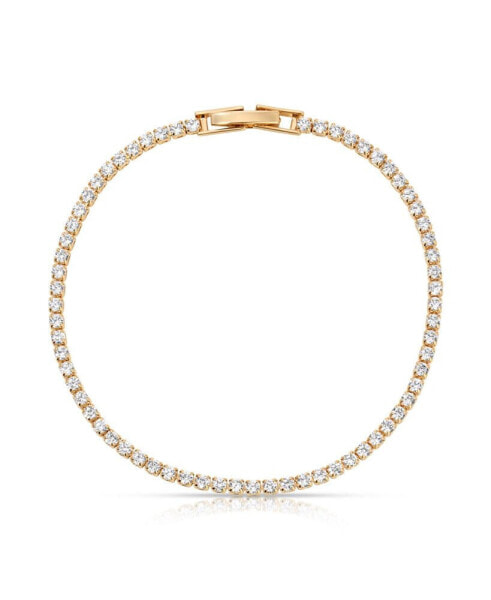 18k Gold Plated Minimalist Crystal Tennis Bracelet