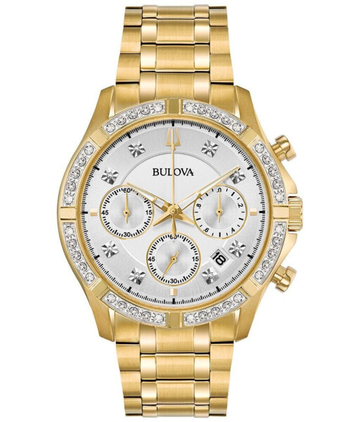 Men's Chronograph Diamond-Accent Gold-Tone Stainless Steel Bracelet Watch 42mm, Created for Macy's