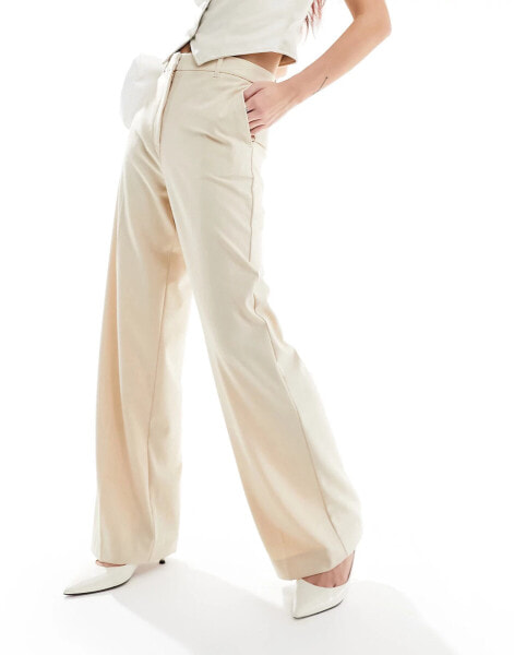 Mango slouchy straight leg tailored trouser in beige