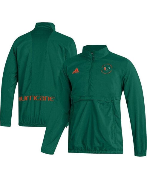 Men's Green Miami Hurricanes AEROREADY Half-Zip Jacket