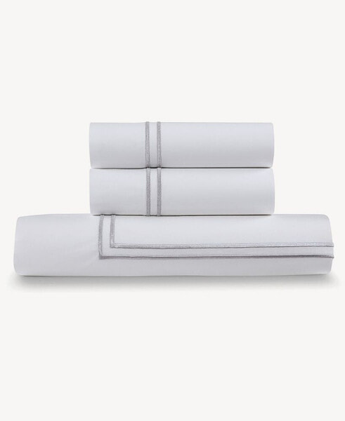 100% Cotton Percale 3pc Duvet Set with Satin Stitching, King/Cal King