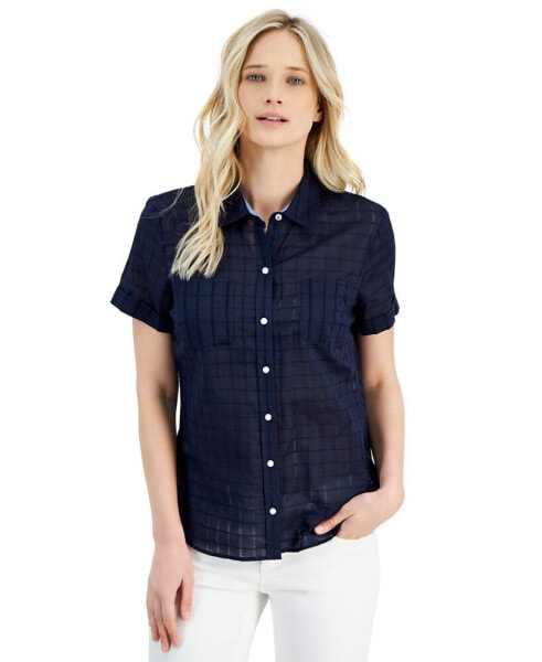 Women's Cotton Dobby Short-Sleeve Camp Shirt