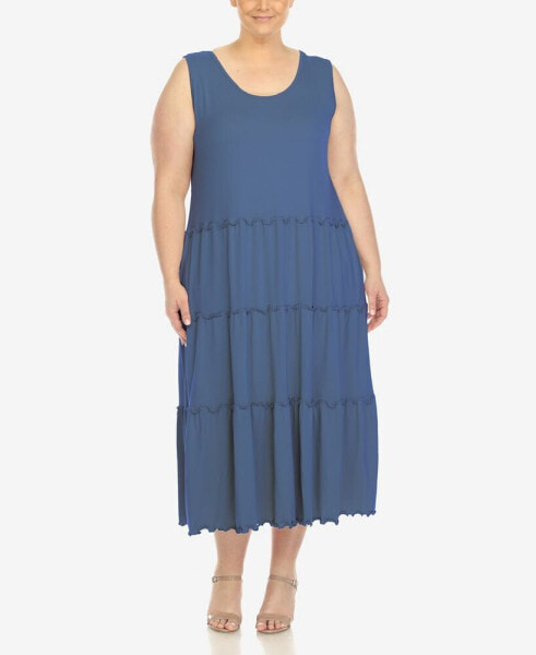 Plus Size Scoop Neck Tiered Midi Dress