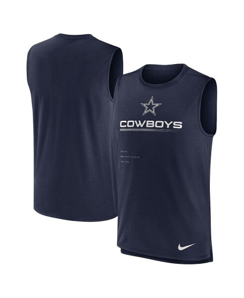 Men's Navy Dallas Cowboys Muscle Trainer Tank Top