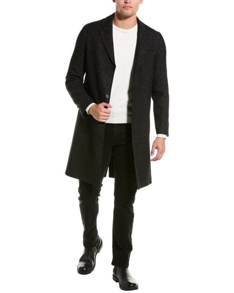 The Kooples Leather -Trim Wool-Blend Coat Men's