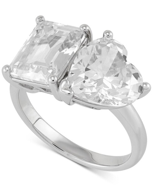 Cubic Zirconia Two Stone Promise Ring in Sterling Silver