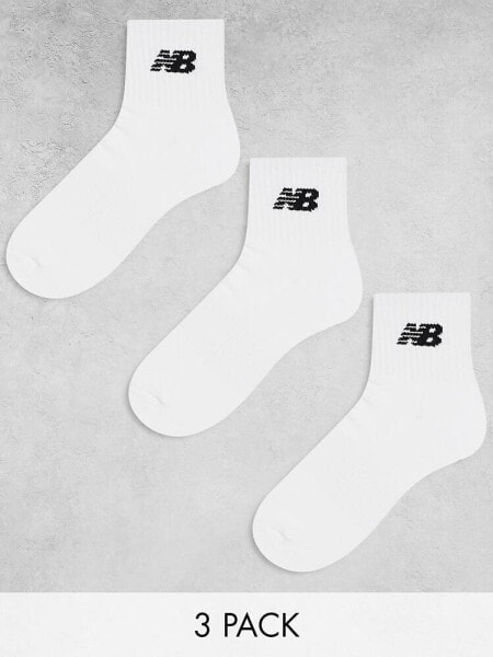 New Balance logo mid sock 3 pack in white