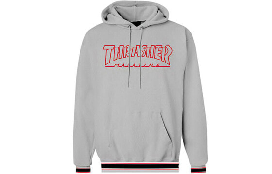 Thrasher 火焰螺纹加绒下摆连帽卫衣 日版 男女同款 灰色 / Худи Thrasher TH0319-PO01HTR