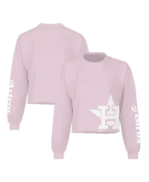 Women's Pink Houston Astros Cropped Slouchy Long Sleeve T-Shirt