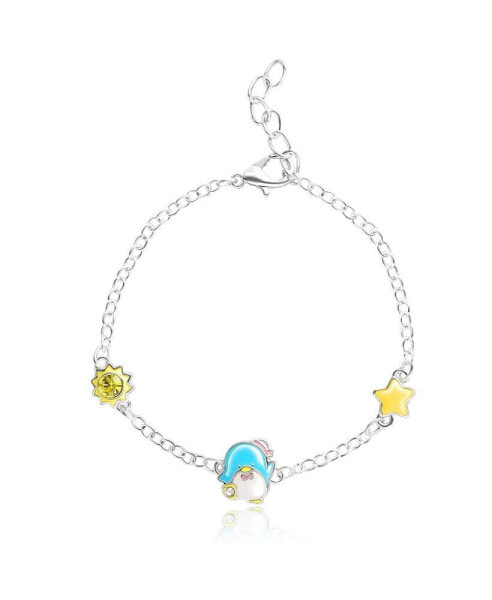 Sanrio and Friends Womens Silver Plated Bracelet with Sun and Star Charm Pendants, 6.5 + 1", Officially Licensed