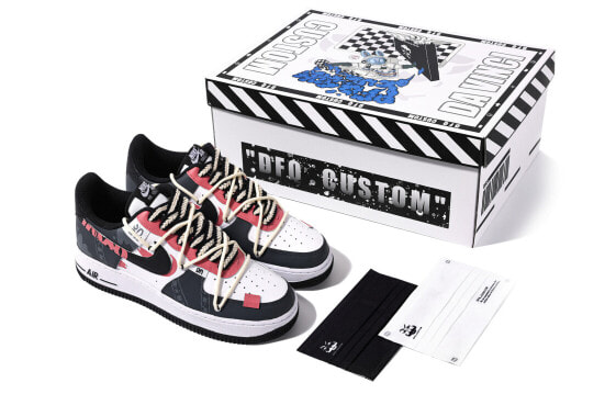 【定制球鞋】 Nike Air Force 1 Low 特殊鞋盒 血域 涂鸦 拼色 低帮 板鞋 GS 白黑粉 / Кроссовки Nike Air Force DV1331-100