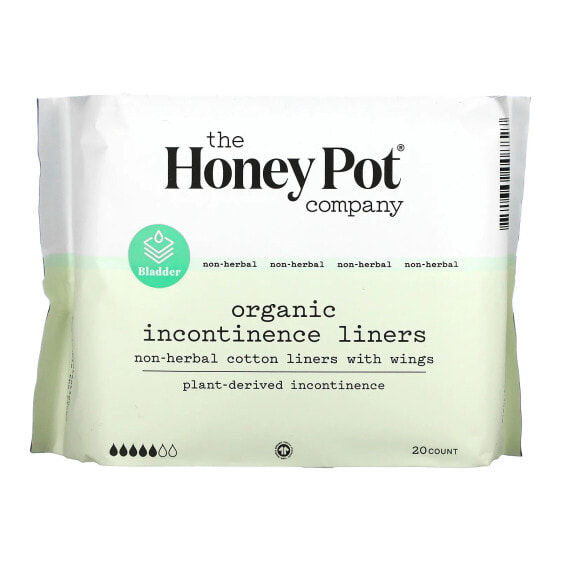 Non-Herbal Cotton Liners With Wings, Organic Incontinence Liners, 20 Count
