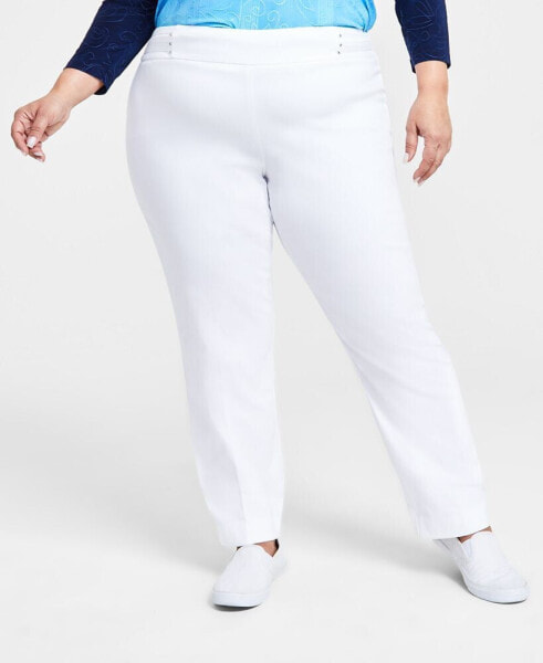 Plus & Petite Plus Size Tummy Control Pull-On Slim-Leg Pants, Created for Macy's