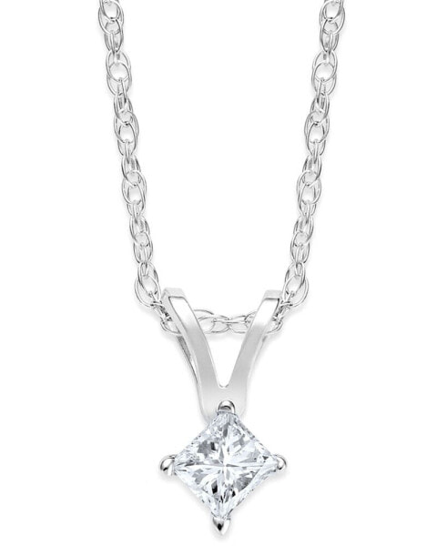 Princess-Cut Diamond Pendant Necklace in 10k Yellow or White Gold (1/10 ct. t.w.)