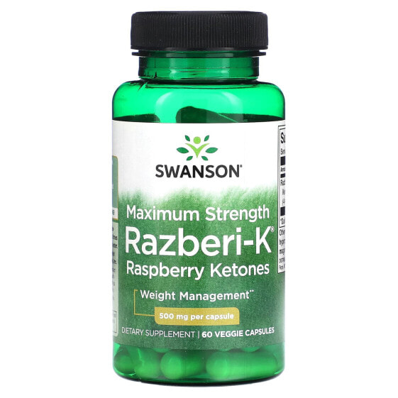 Razberi-K, Raspberry Ketones, Maximum Strength, 500 mg, 60 Veggie Capsules