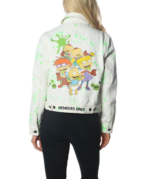 Women's White Denim Nickelodeon Trucker With Pai Jacket