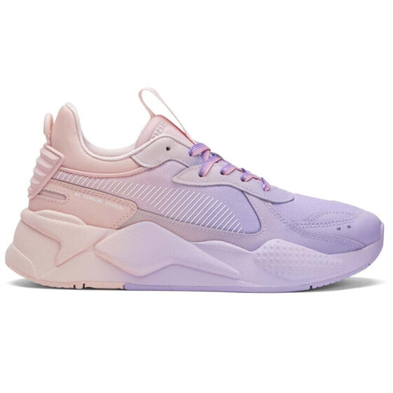 Puma RsX Faded Gradient Striped Logo Lace Up Womens Pink, Purple Sneakers Casua