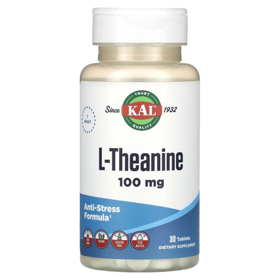 Аминокислоты KAL L-Theanine, 100 мг, 30 таблеток.