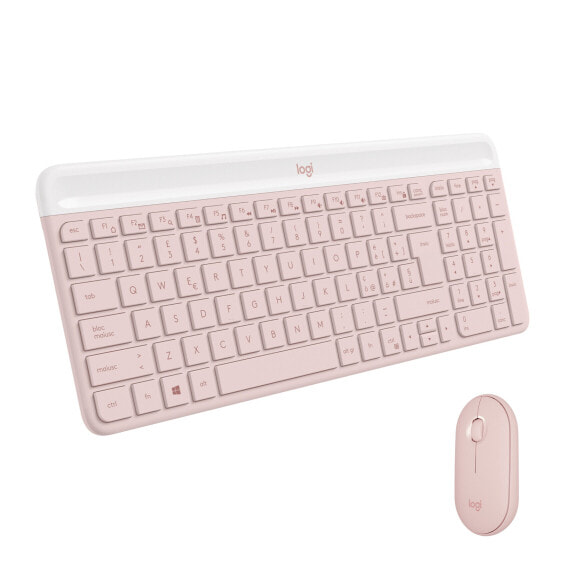 Logitech MK470 Slim Combo - Mini - RF Wireless - QWERTY - Pink - Mouse included