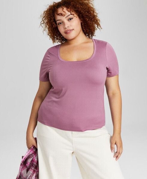 Trendy Plus Size Scoop-Neck Jersey Top, Created for Macy's