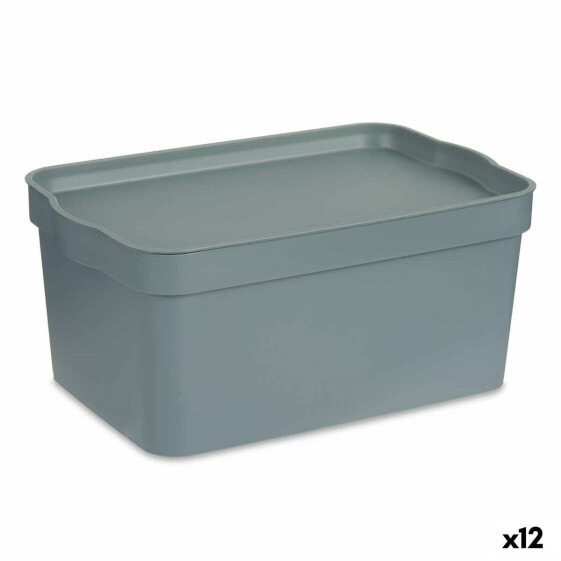 Хозяйственный товар для хранения вещей Kipit Контейнер для хранения с крышкой Серый Пластик 7,5 L 21 x 14,2 x 32 cm (12 штук)