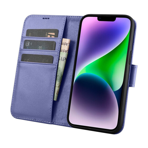 Чехол для смартфона ICARER iPhone 14 Plus Анти-RFID с кожаной крышкой фиолетовый