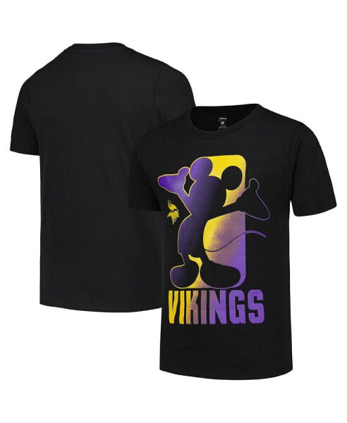 Big Boys Black Minnesota Vikings Disney Cross Fade T-shirt