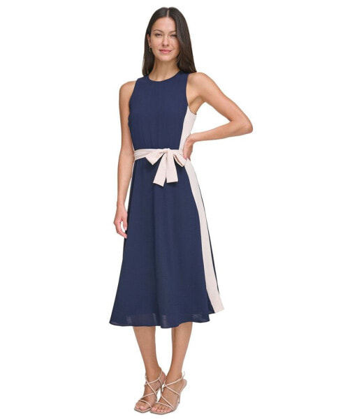 Women's Sleeveless Tie-Waist A-Line Dress