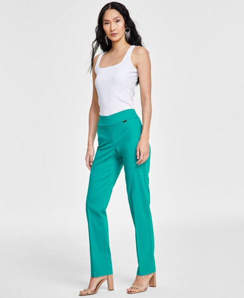 Women's Tummy-Control Pull-On Straight-Leg Pants, Created for Macy's