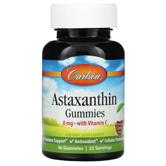 Fermented Astaxanthin Gummies with Vitamin C, Natural Cherry, 8 mg, 46 Vegetarian Gummies (4 mg per Gummy)
