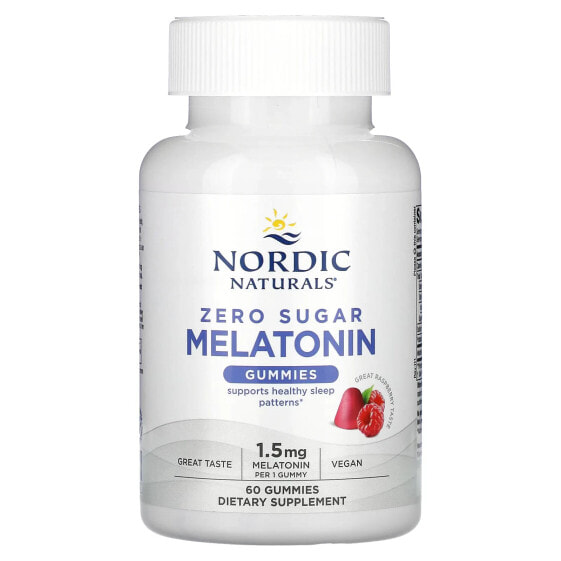 Nordic Naturals, Жевательные мармеладки с мелатонином без сахара, малина, 1,5 мг, 120 жевательных таблеток