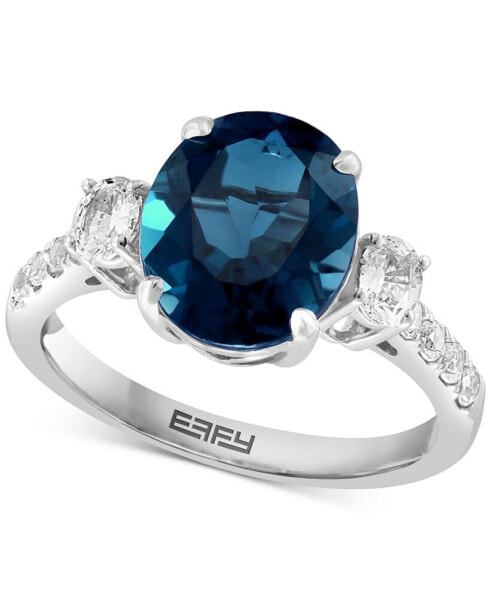 EFFY® London Blue Topaz (4-1/10 ct. t.w.) & White Sapphire (5/8 ct. t.w.) Ring in 14k White Gold