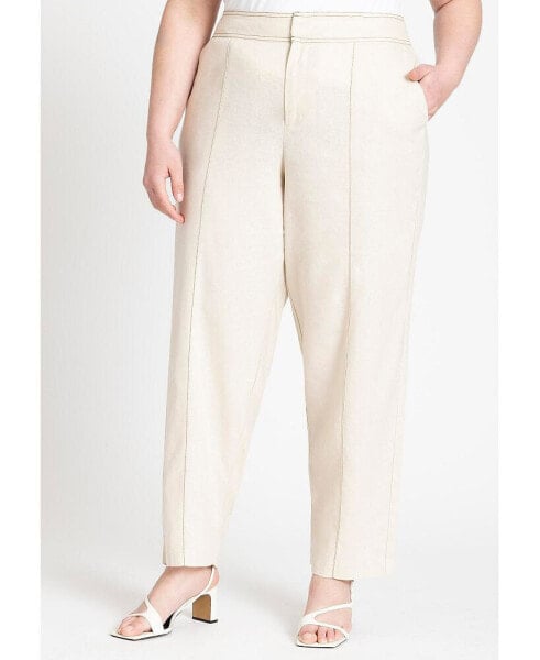 Plus Size Pintuck Detail Linen-Blend Trouser