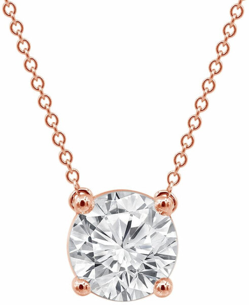 Certified Lab Grown Diamond Solitaire 18" Pendant Necklace (3 ct. t.w.) in 14k Gold