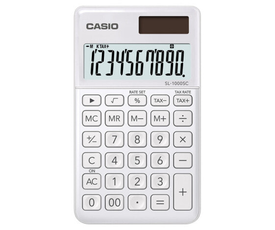 Калькулятор карманный CASIO SL-1000SC-WE - базовый - 10 разрядов - 1 строка - батарейка/солнечный - белый