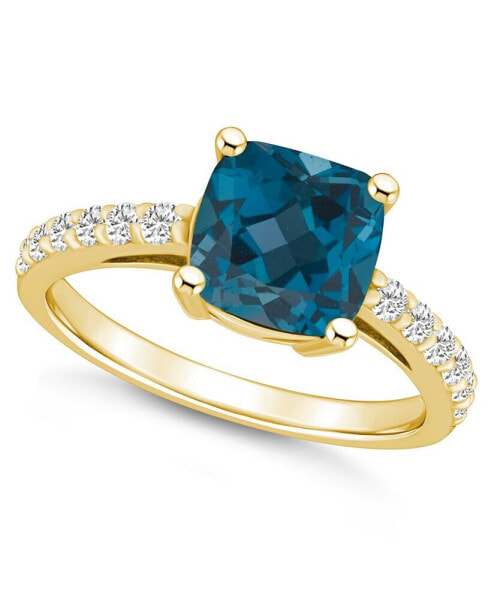 Кольцо Macy's London Blue Topaz 2.75 Ct. T.W. and Diamond 0.33 Ct. T.W. 14K Золото