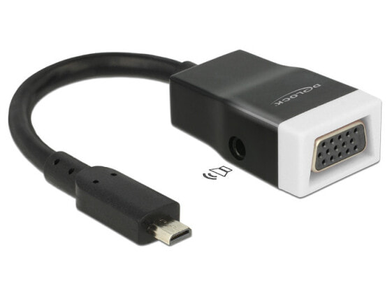 Переходник Delock HDMI Type D (Micro) - VGA (D-Sub) + 3.5mm - Мужской - Женский - 1920 x 1200 пикселей - Черный