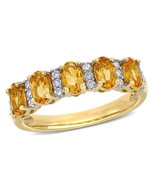 Citrine (1-1/6 ct. t.w.) and Diamond (1/6 ct. t.w.) Semi Eternity Ring in 14k Yellow Gold