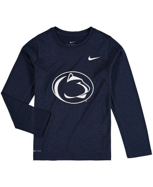 Big Boys Heathered Navy Penn State Nittany Lions Legend Logo Long Sleeve Performance T-shirt